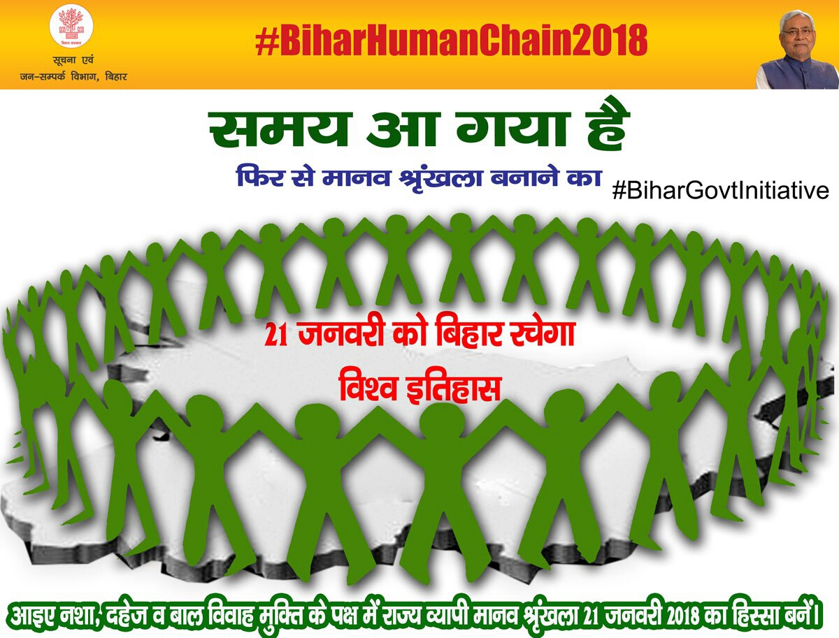 दहेज, बाल विवाह, कन्या भ्रूण हत्या के खिलाफ खड़ा होगा बिहार, मानव श्रंखला में भाग लेंगे 4 करोड़ लोग, बनेगा विश्व रिकार्ड