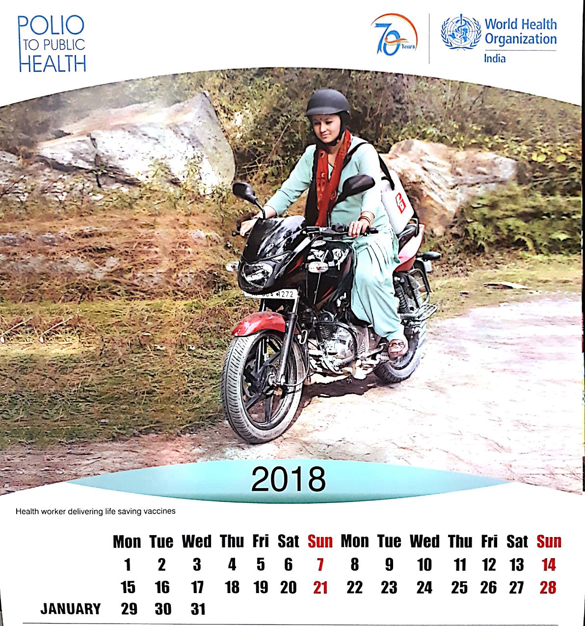 दुर्गम क्षेत्रों में टीका लगाने वाली स्वास्थ्य कर्मी गीता वर्मा डब्ल्यूएचओ 2018 के कैलेंडर में शामिल हुईं