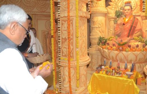 नीतीश कुमार ने की सासाराम में बुद्ध की 80 फीट ऊंची प्रतिमा का अनावरण